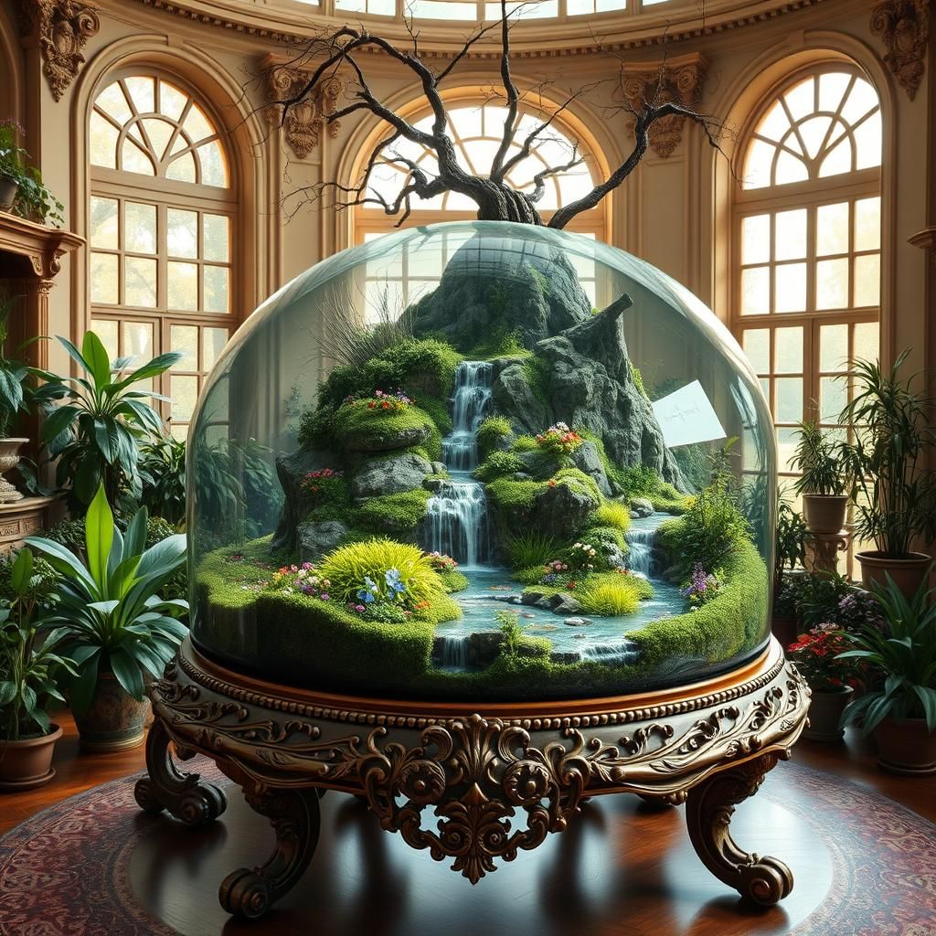 Enchanting Fantasy Terrarium in Ornate Glass Container