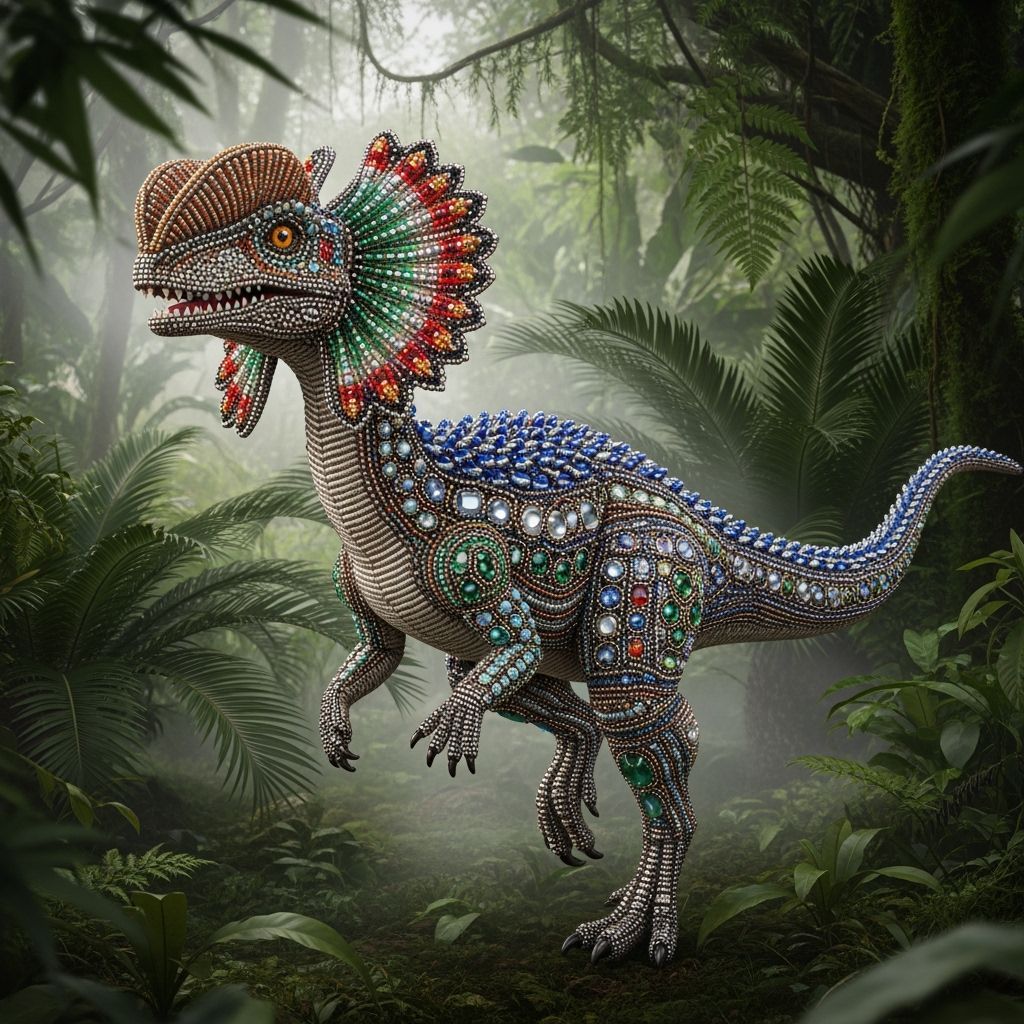 Beaded Dilophosaurus in Primeval Jungle