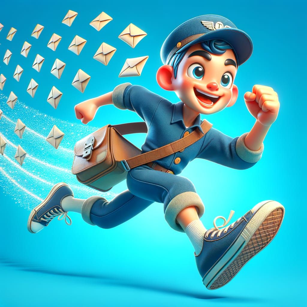 Energetic South Asian Courier in Joyful Cartoon Style