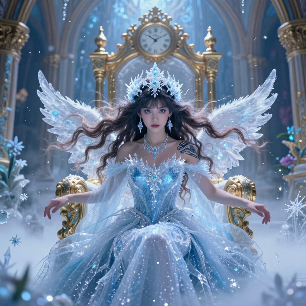 Snow Angel Princess in Golden Throne Room