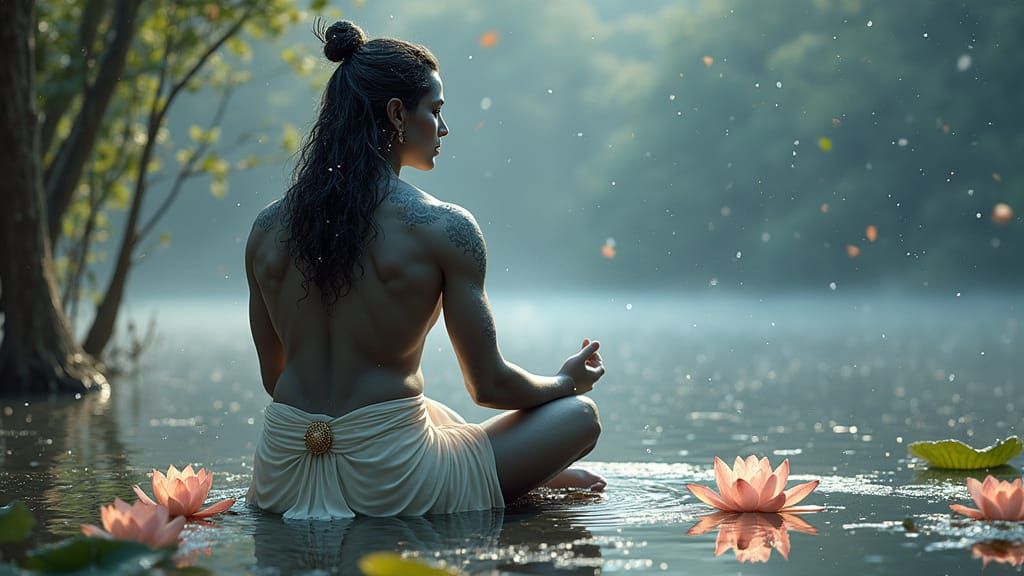 Lord Shiva as Powerful Deity in Elegant Snowy Landscape