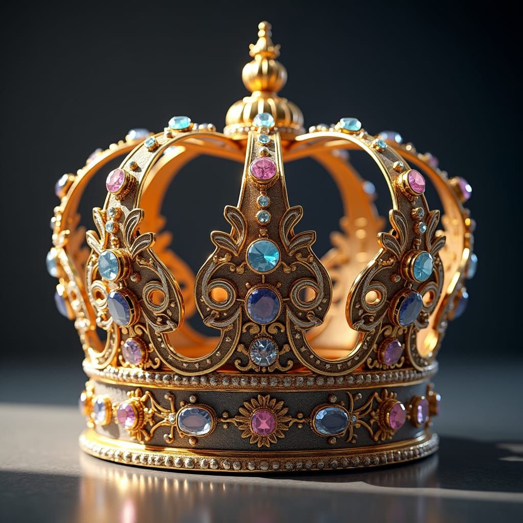 Ornate Crown Adorned with Jewels in Matte Painting Style