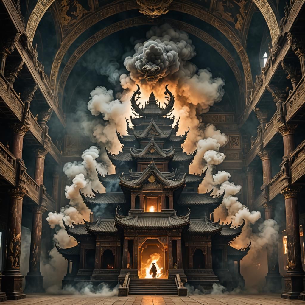 Ethereal Smoke Animal in Ancient Temple
