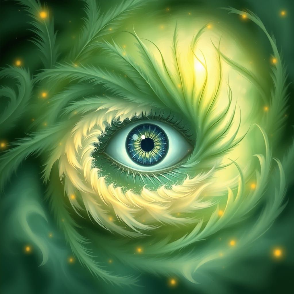 Ethereal Green Eye in Whirling Vortex