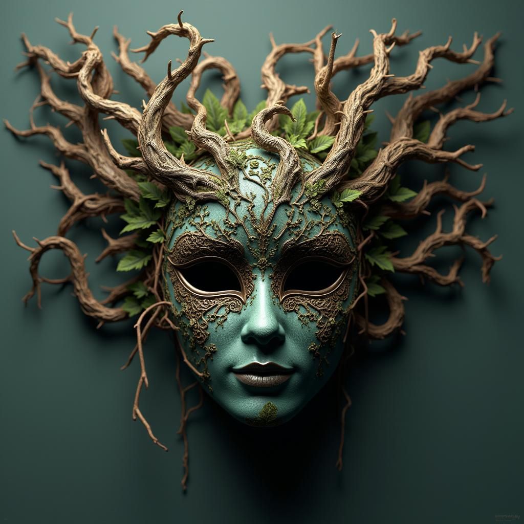 Organic Masquerade Mask in Fantasy Concept Art Style