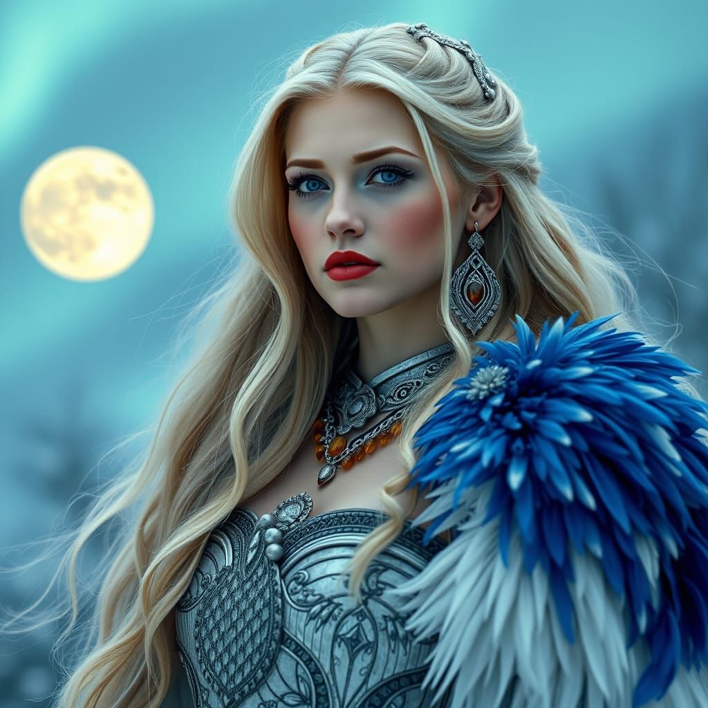 Surreal Goddess in Ethereal Snowy Landscape