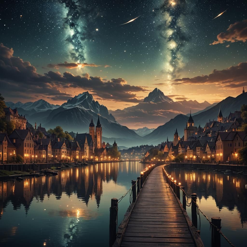 Candlelit Path to the Stars: Digital Matte Painting