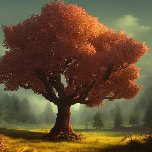 Oak Tree Through the Seasons: Fantasy Concept Art