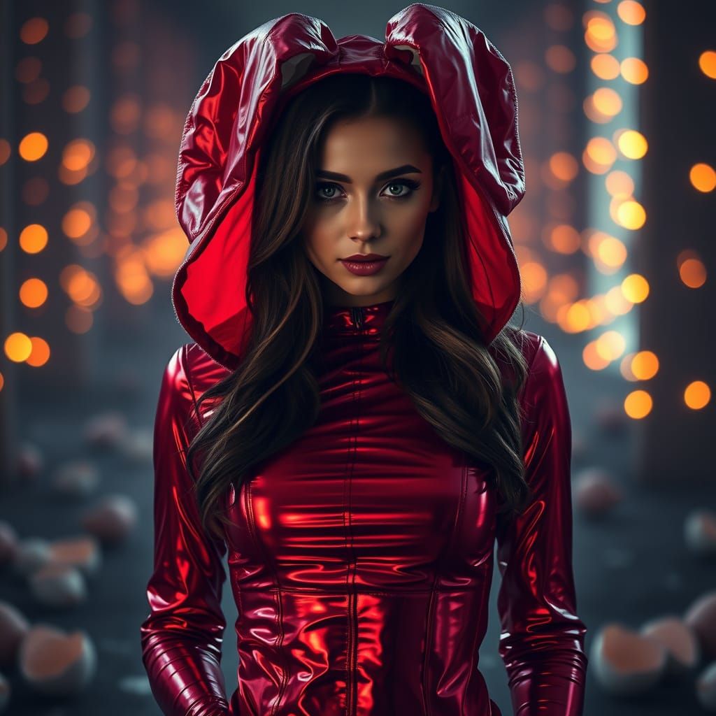 Easter Bunny Dystopia in Metallic Red