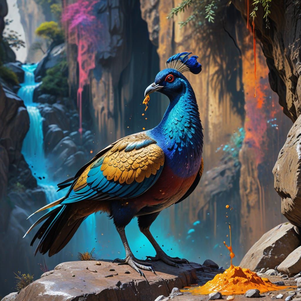 Himalayan Monal in Vibrant Graffiti Canyon