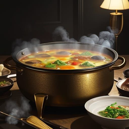 Elegant Hot Pot in Luxurious Dining Room Photography