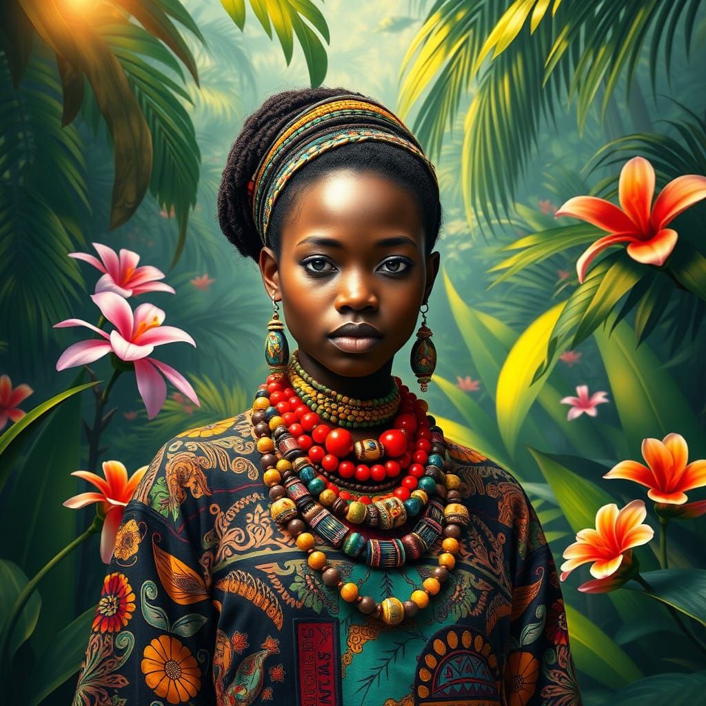 Vibrant Young Woman in Traditional African Attire