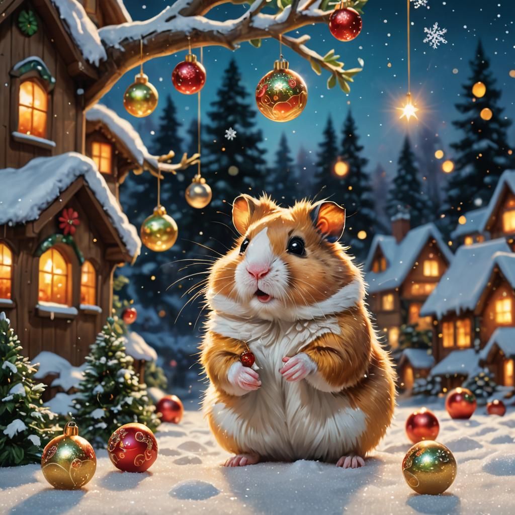 Whimsical Winter Wonderland with Juggling Hamster