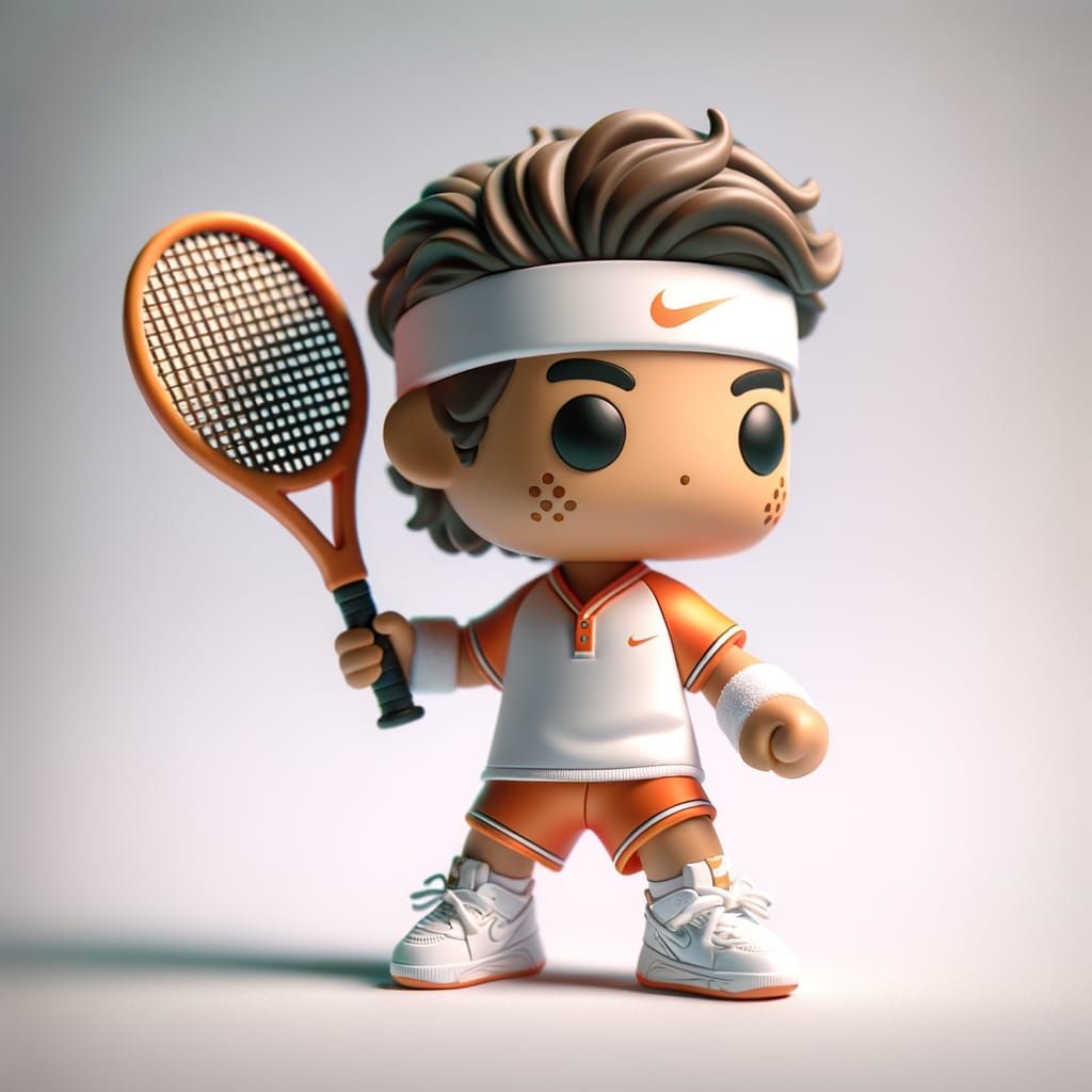 Tennis Player Vinyl Toy Figurine in Detailed Matte Painting