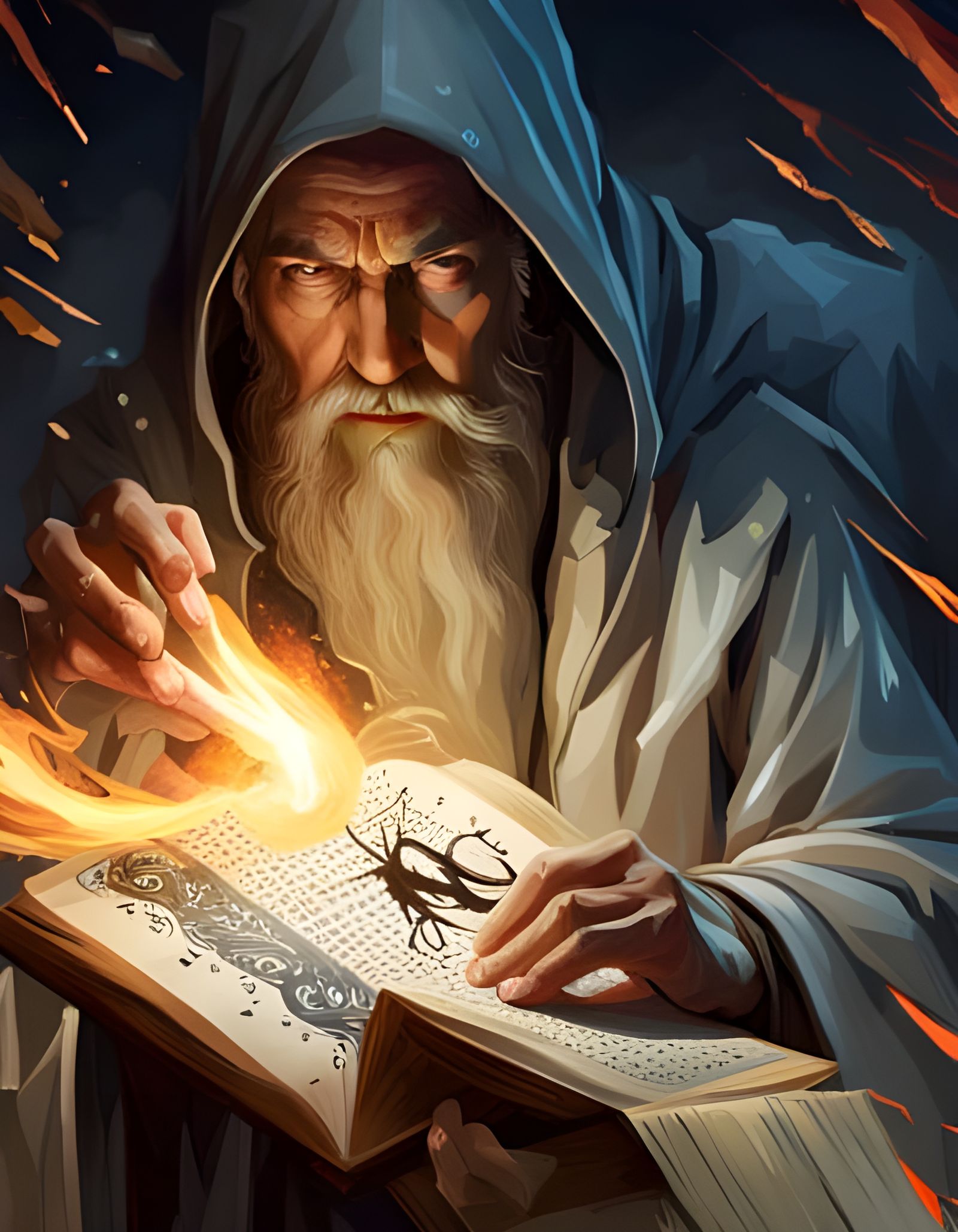 Gandalf the Wizard Casting a Spell in Ink