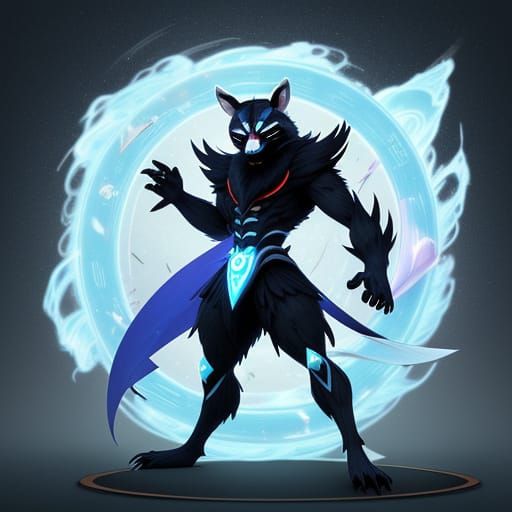 Upright Raccoon Pokémon with Tribal Mask Design