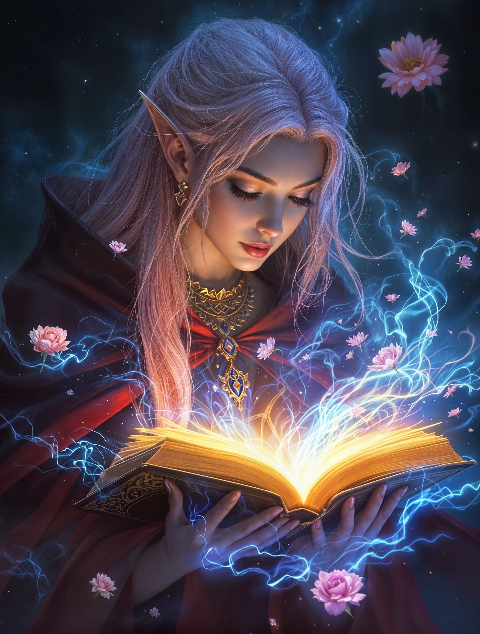 Ethereal Reader in Magical Illumination