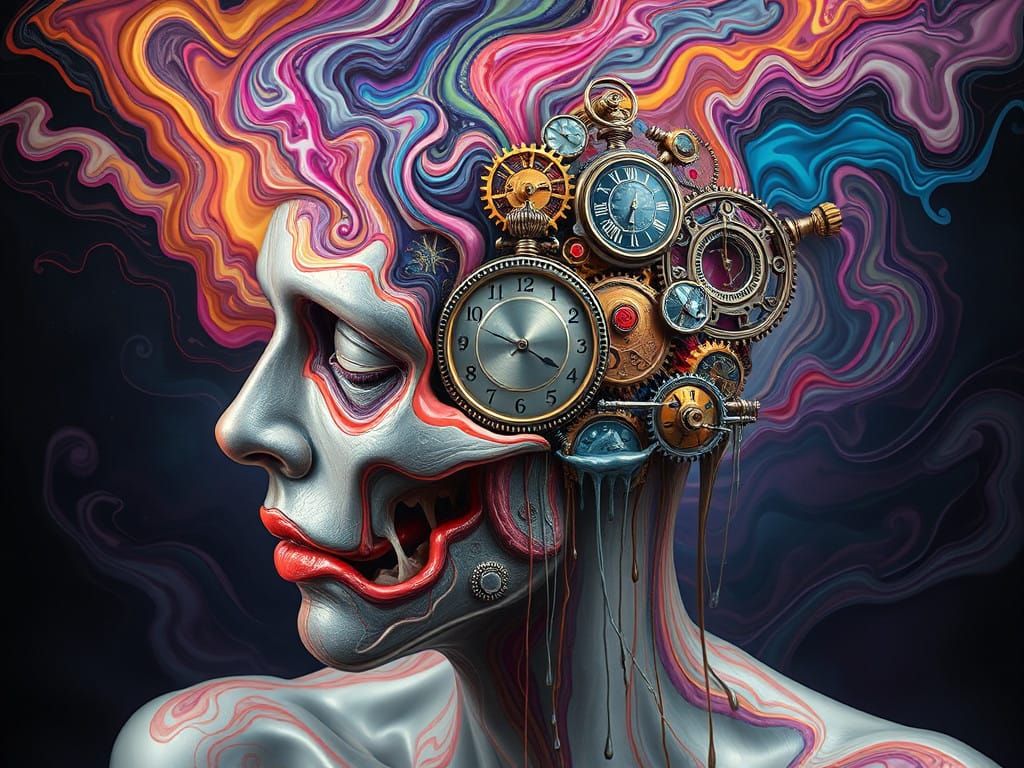 Surreal Dreamscapes of Merging Clockwork and Liquid Metal
