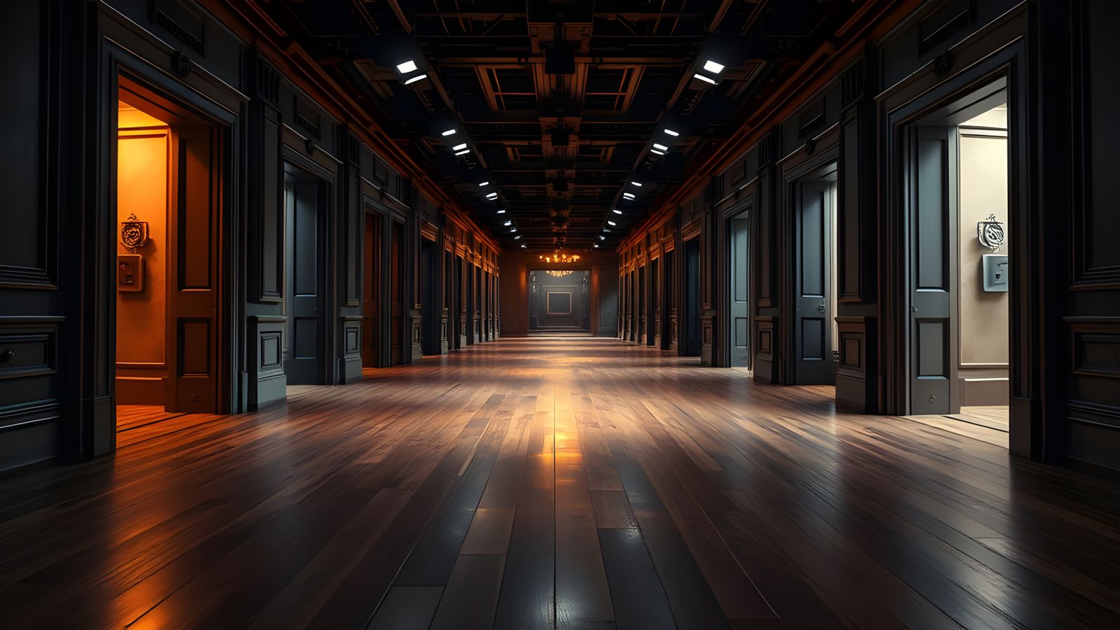 Modern Television Studio Hallway in Photorealistic Style