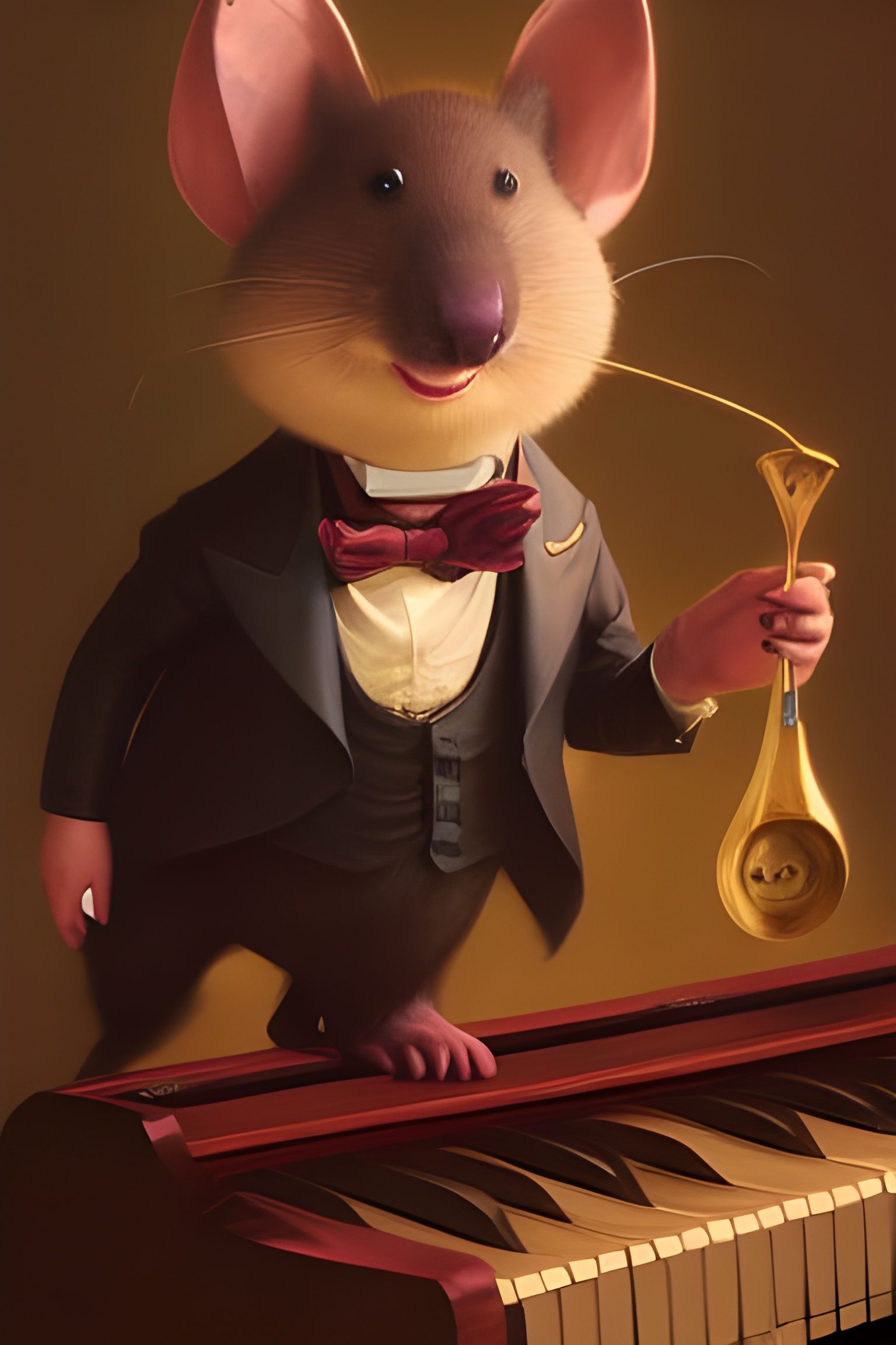 Victorian Mole Plays Piano, Artstation Illustration