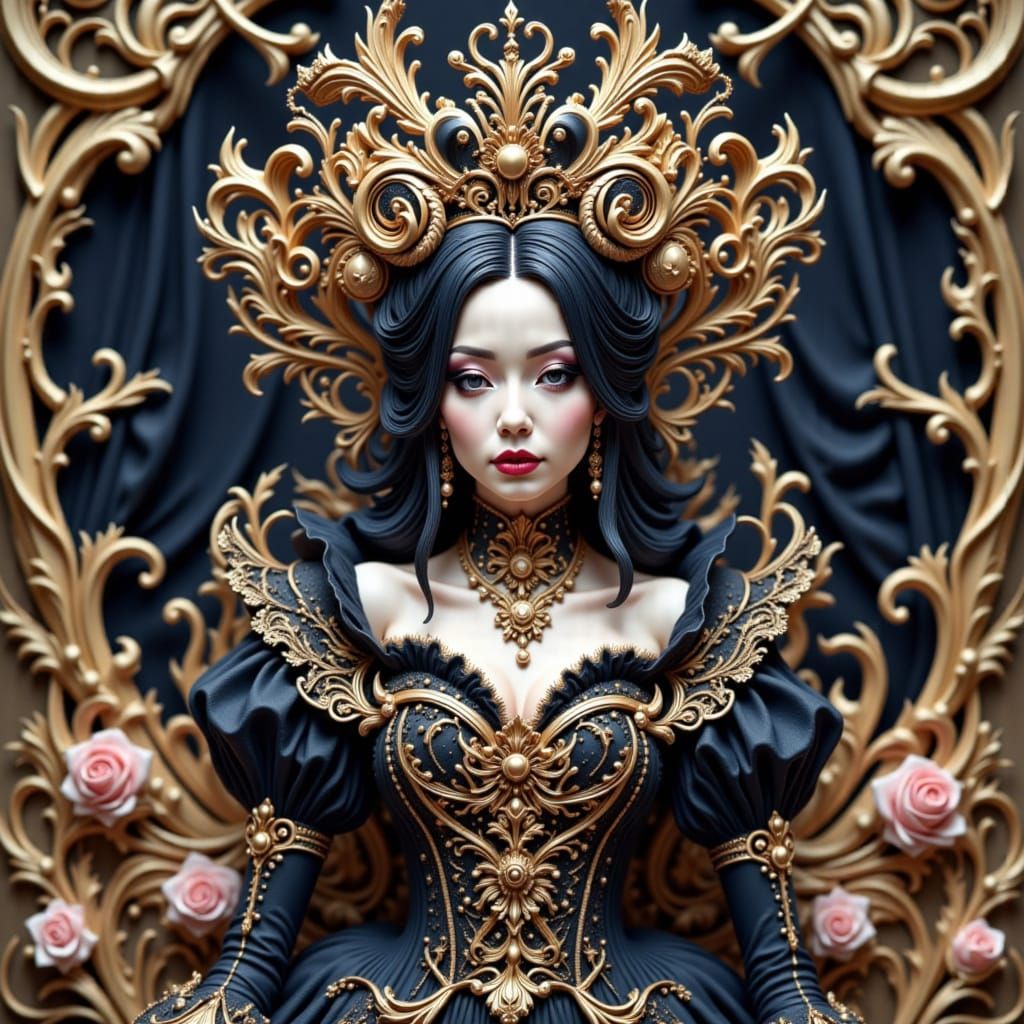 Cyborg Princess in Intricate Gilded Regalia