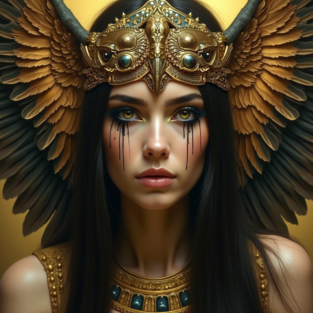 Egyptian Goddess with Eagle Wings in Mystical Style