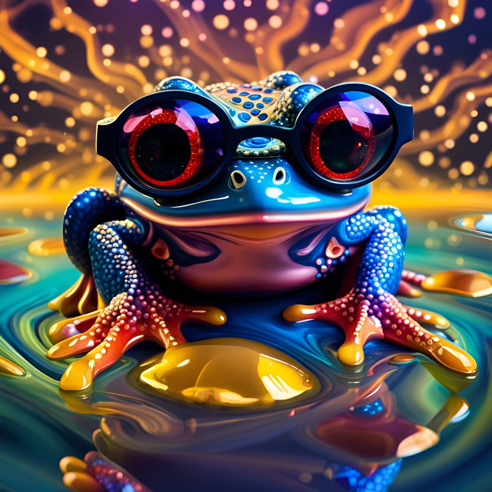 Funky sunglasses on frog!