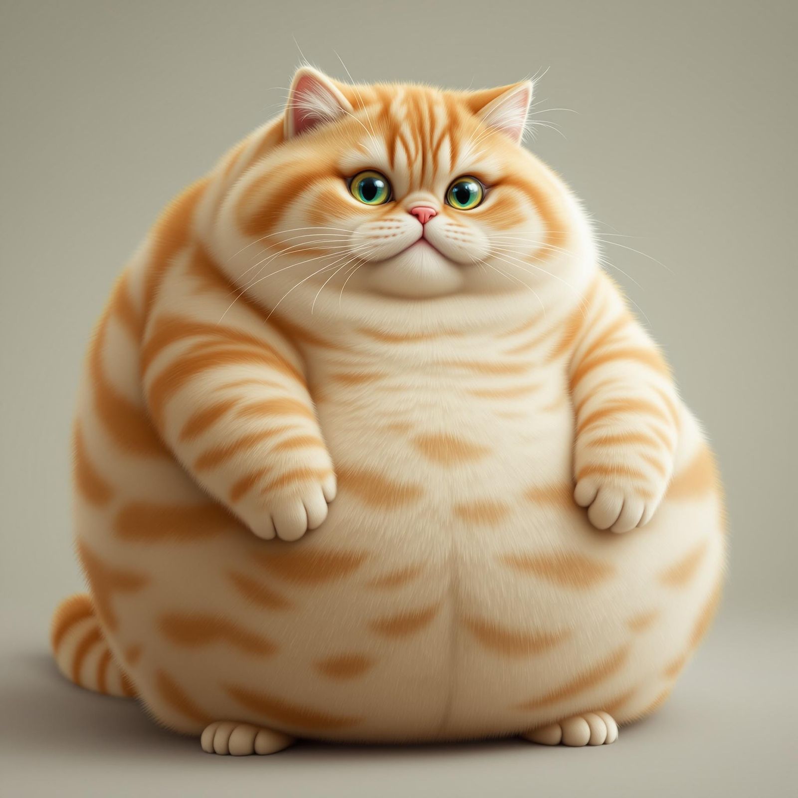 Photorealistic picture of a fat cat. Imagine a feline resemb...