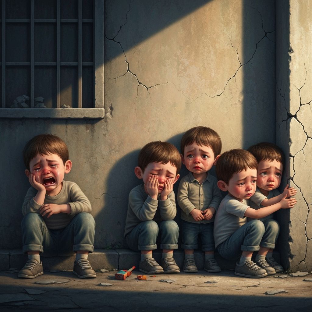 Heartbreaking Scene of Boys in Desolate Neighborhood