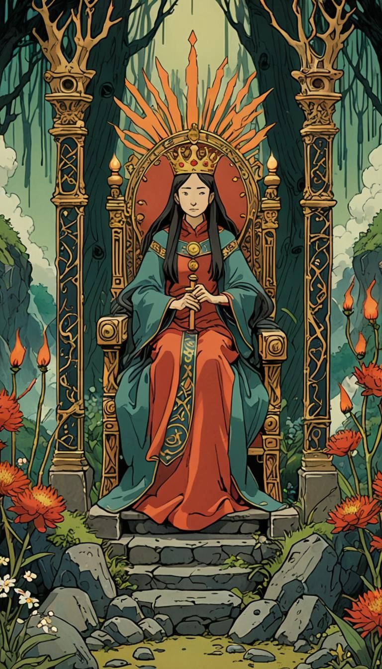 Queen of Wands: Studio Ghibli Tarot Card
