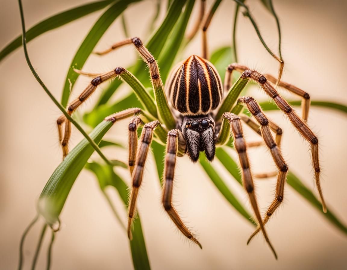 Tarantulas on Spider Plant in Macro Photography