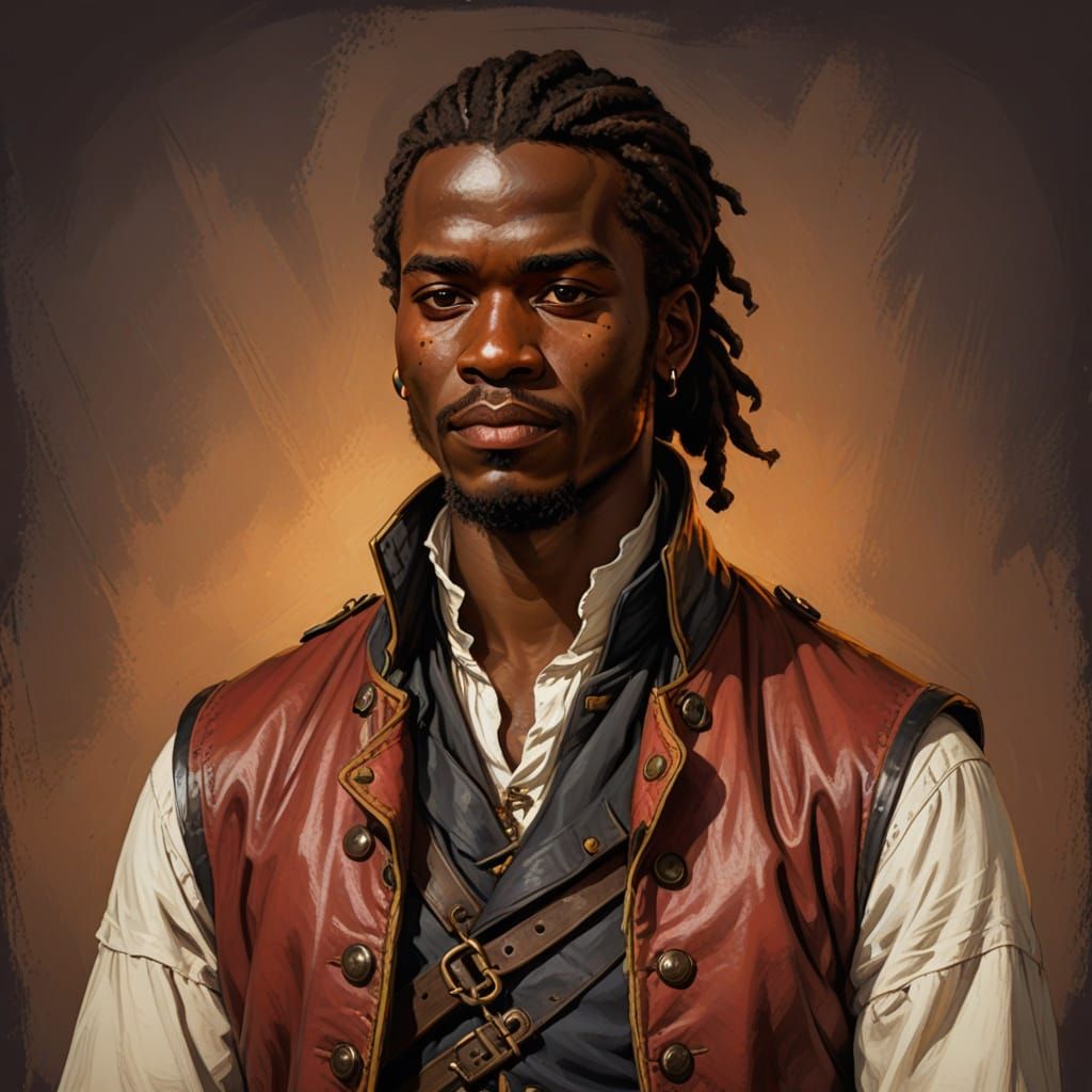 Young African Pirate Man in Digital Oil Painting Style