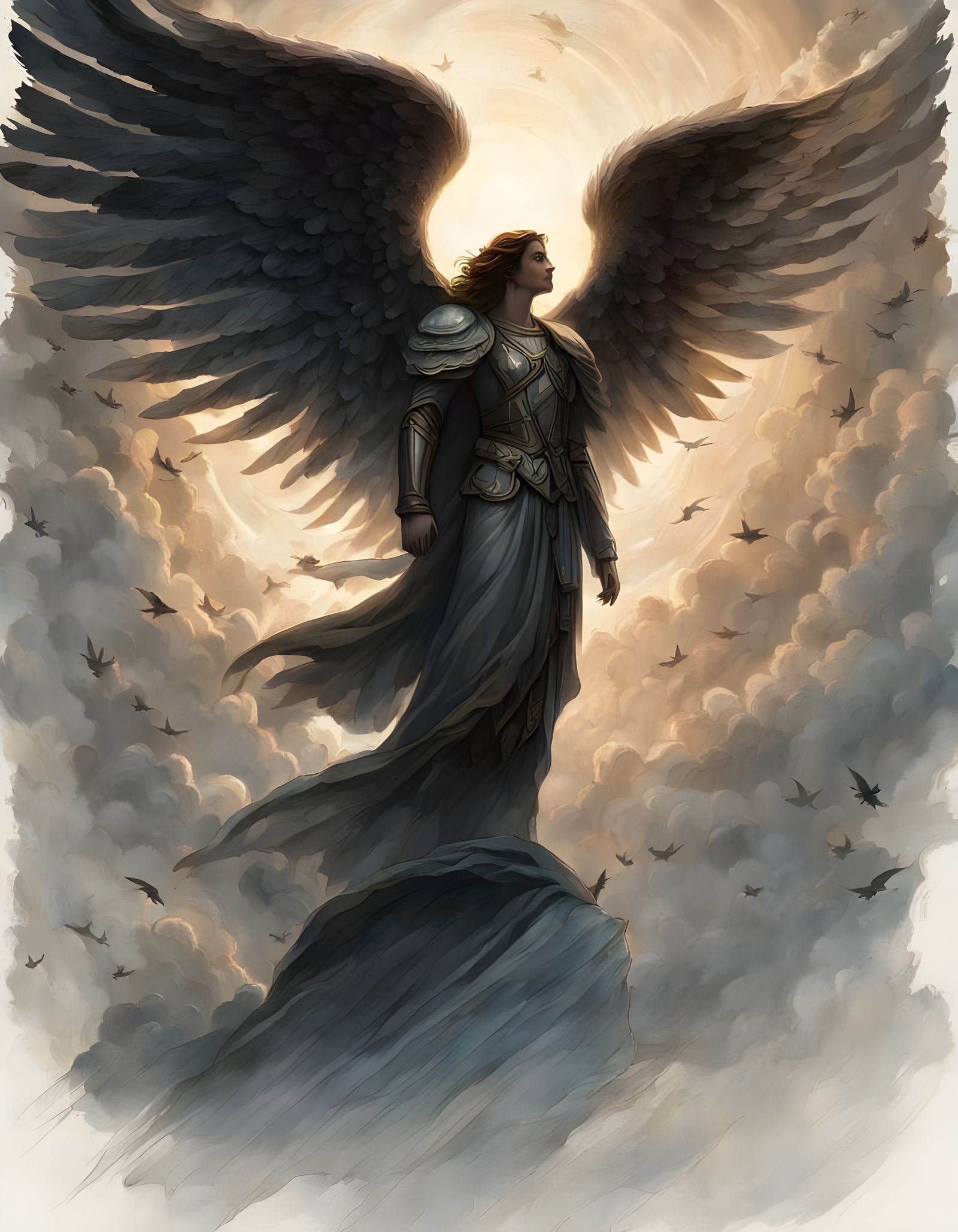 Majestic Archangel Descends in Radiant Glory