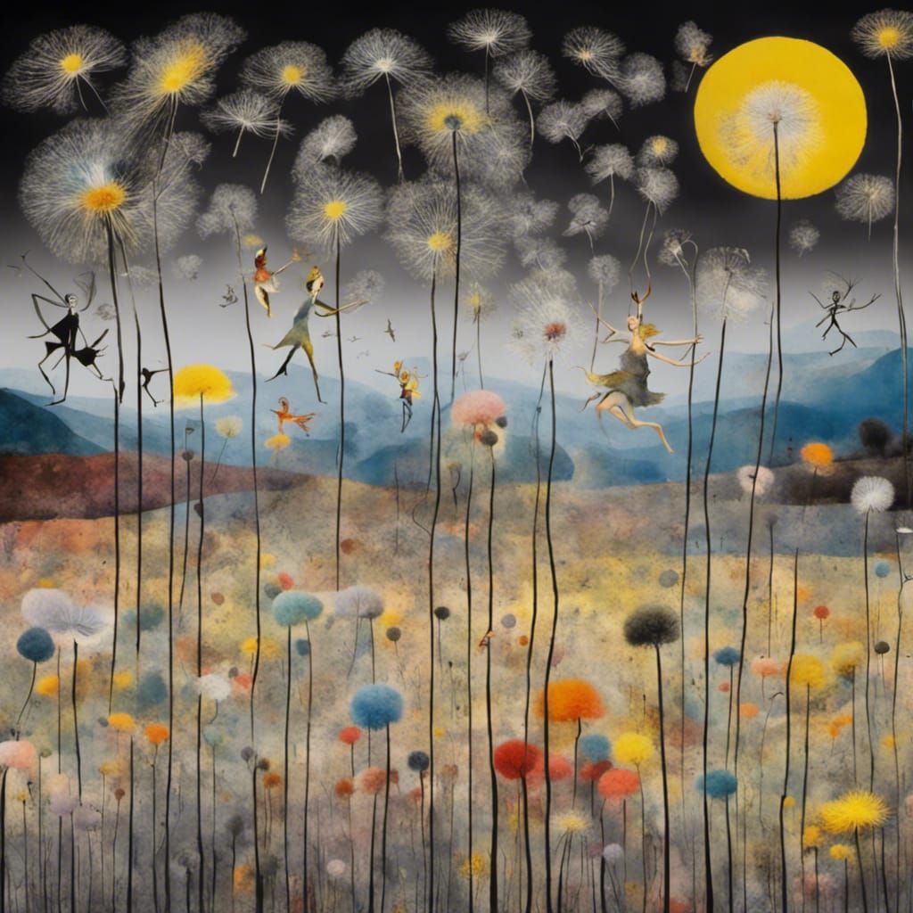 Winged Fairies Dreamscape: Surreal Colorized Grayscale Art