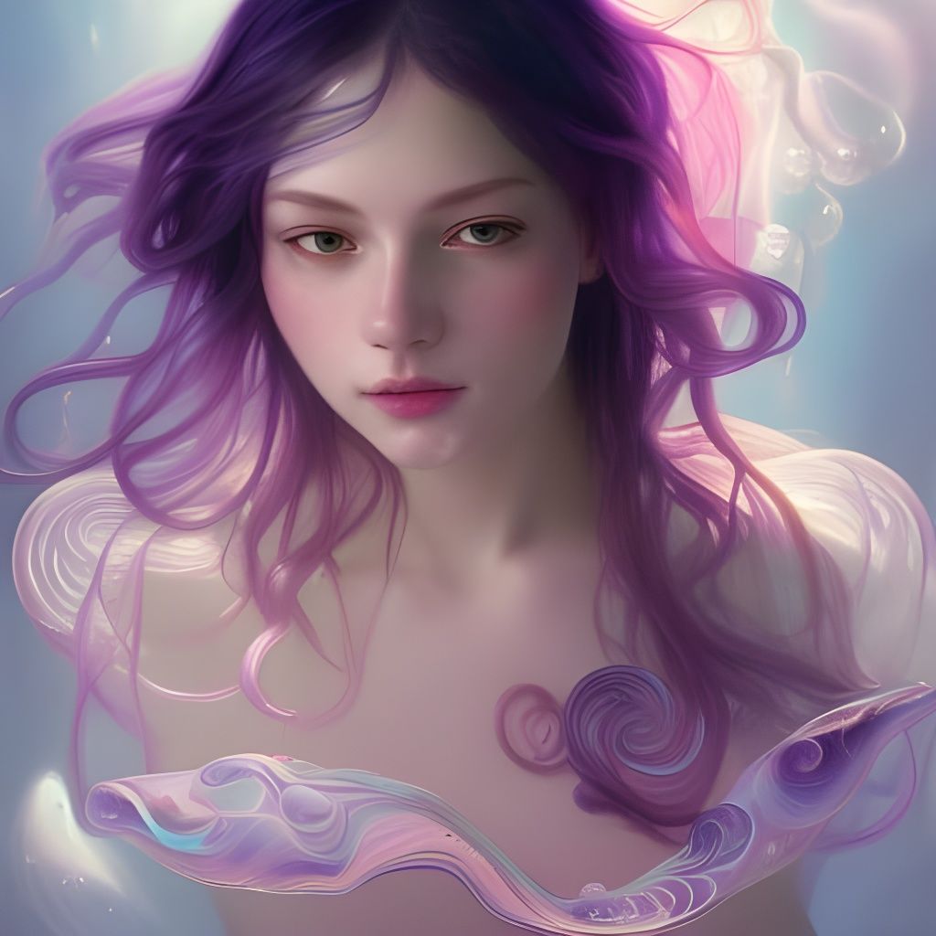 Ethereal Jellyfish Girl Portrait in Pastel Colors
