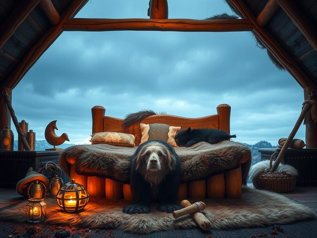 Viking bed of furs
