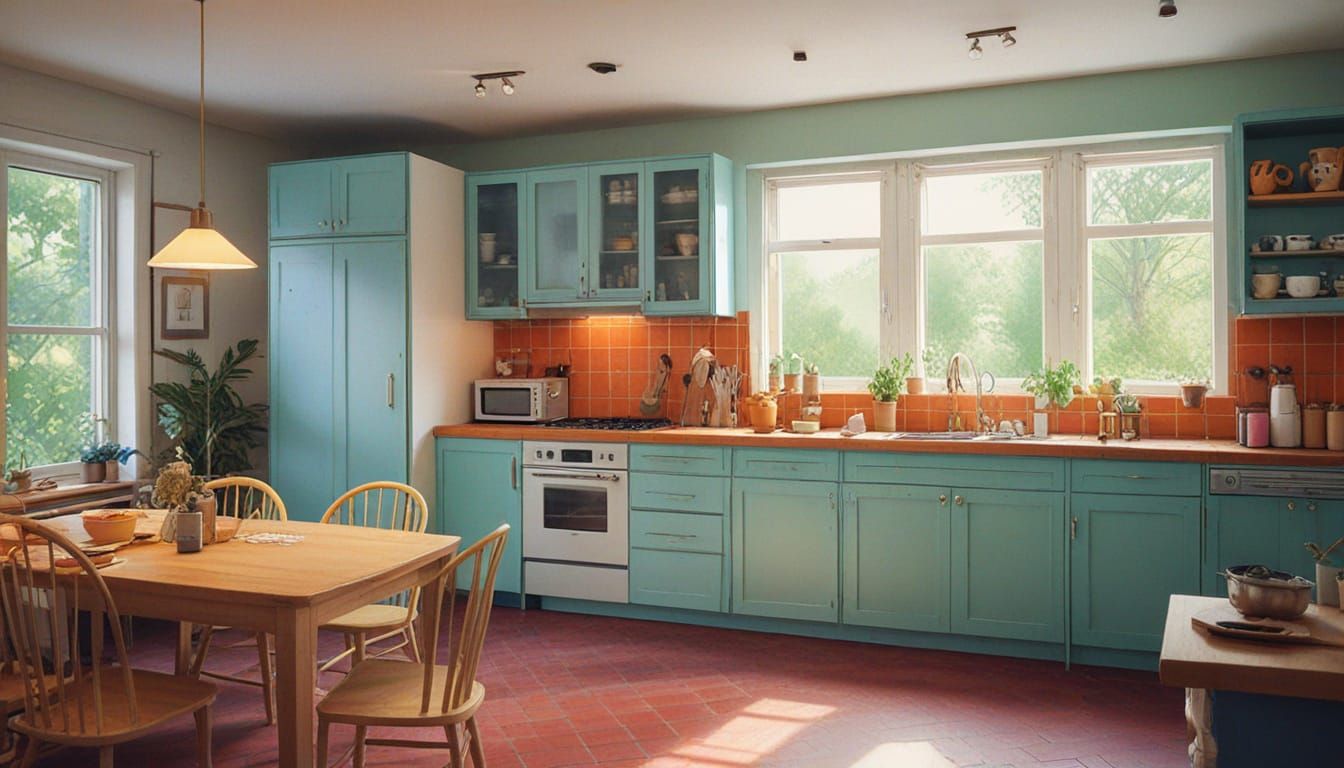 Dreamlike Kitchen in Whimsical Comic Style