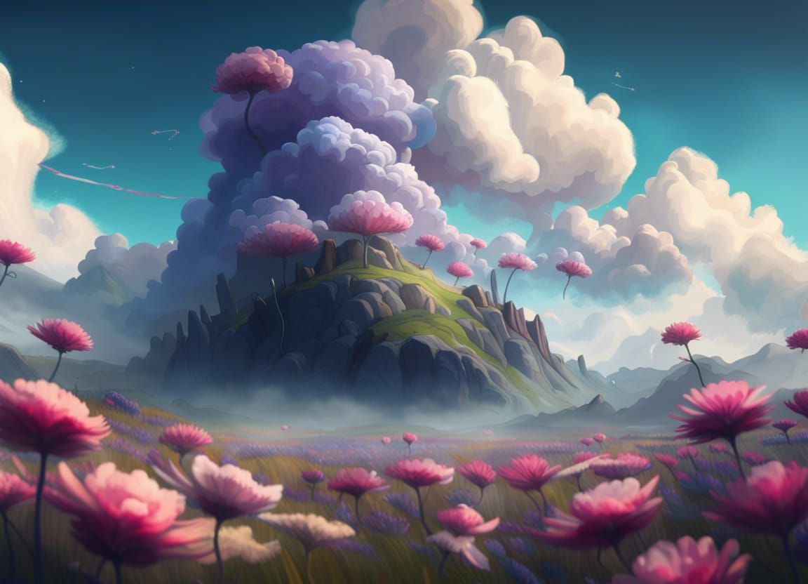 Fantasy Flower Meadow Matte Painting