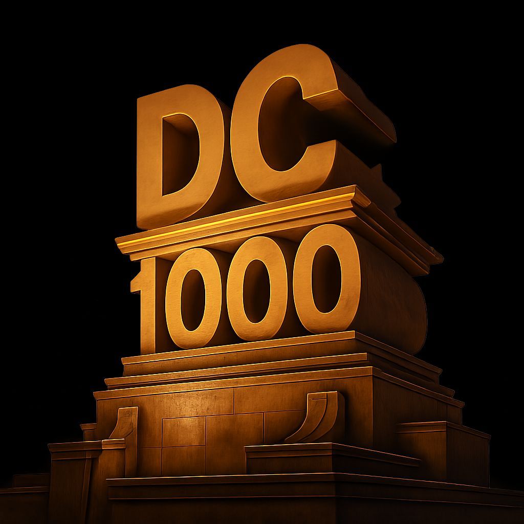 Cinematic DC1000 Logo in Art Deco Style