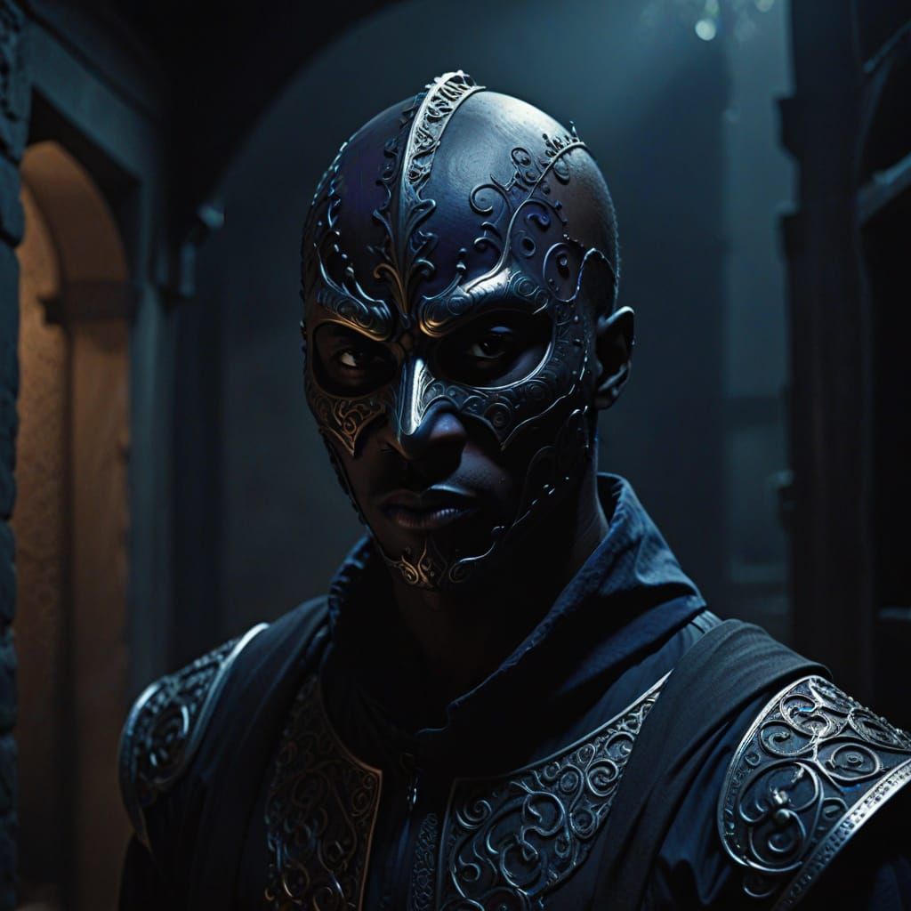 Nigerian Assassin in Horror Costume: Hyperrealistic Film Sti...