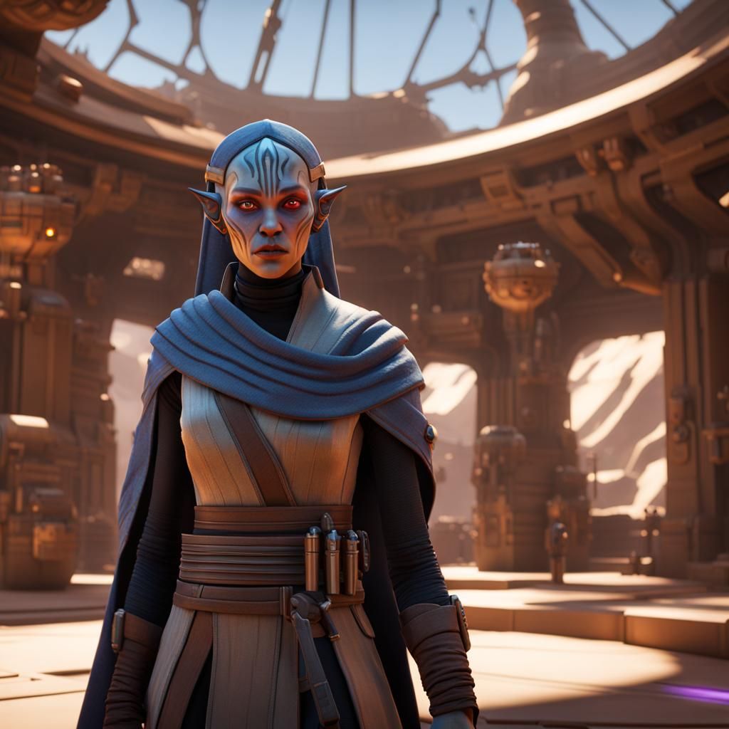 Twi'lek Jedi in 3D Game Cinematic Style