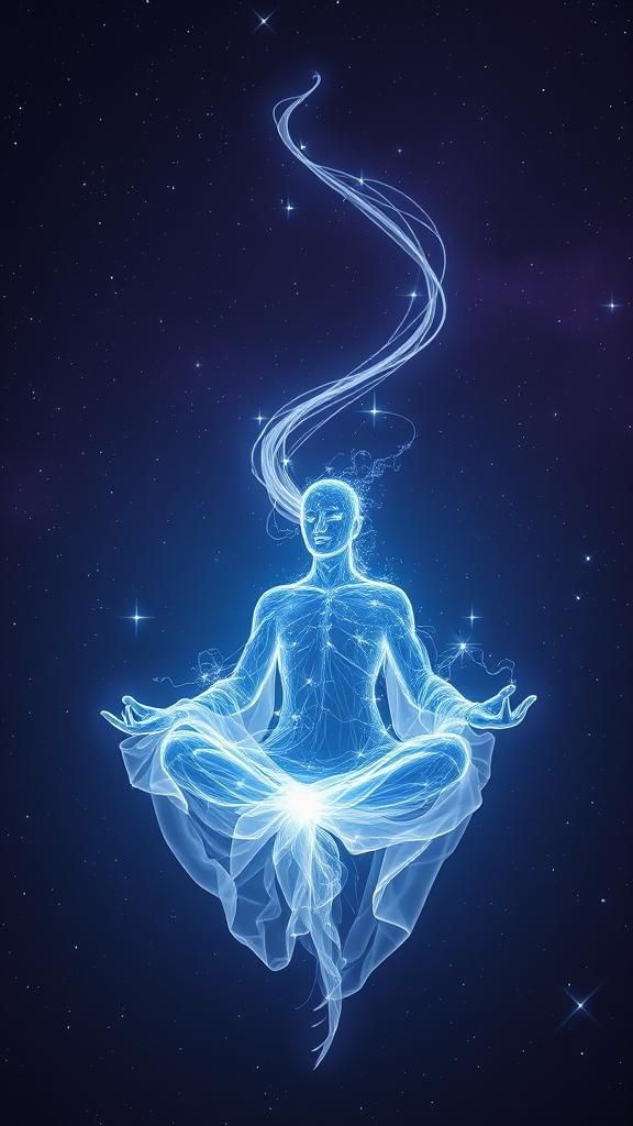 Ethereal Being Meditating in a Starry Universe