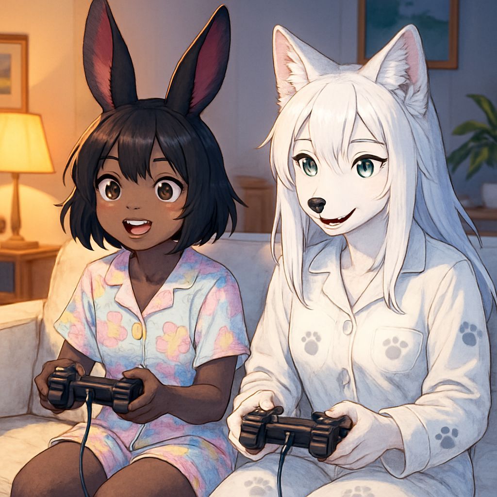Wolfie and Moon playing Shadow Hearts on PS2