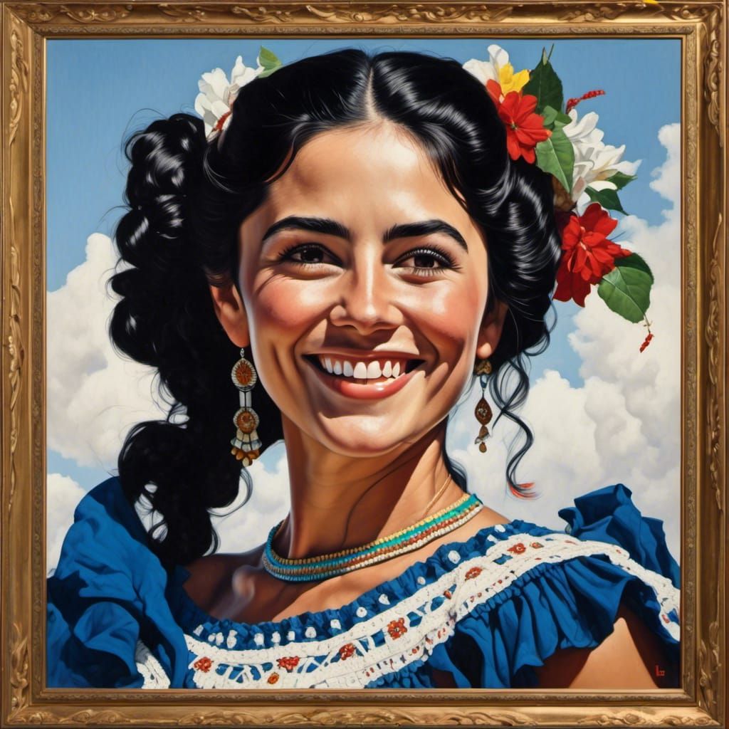 Mexican Woman Portrait in Hyperrealistic Style