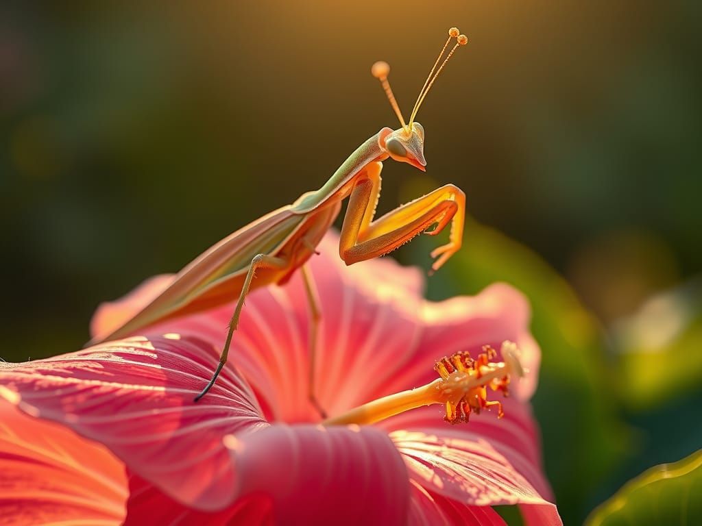 Dead Leaf Mantis on Hibiscus Flower