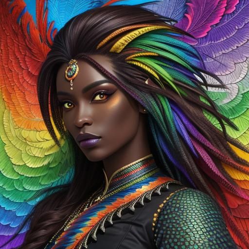 Dragon Scale Wings on Dark Skinned Woman