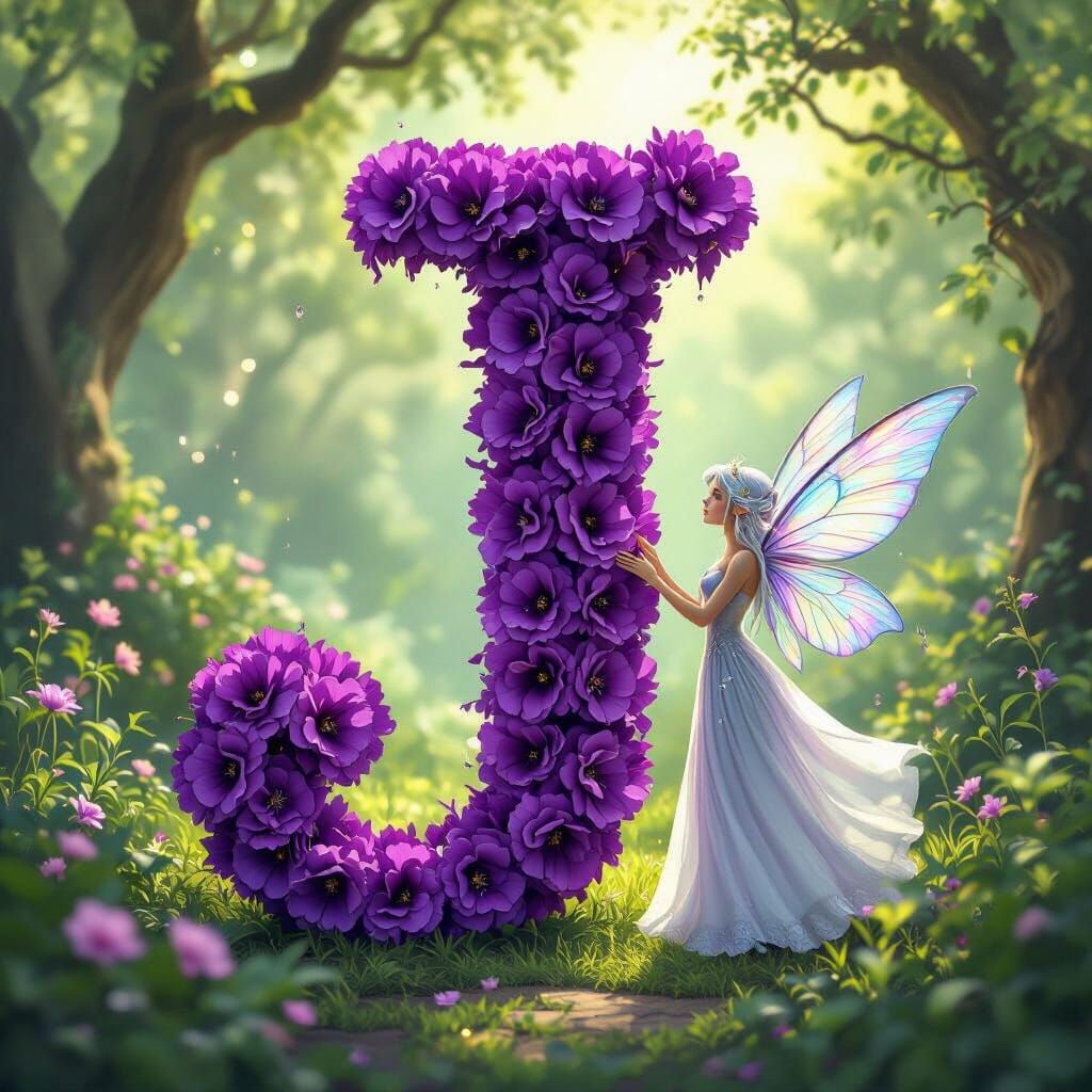 Purple Carnation J with Fairy in Secret Garden