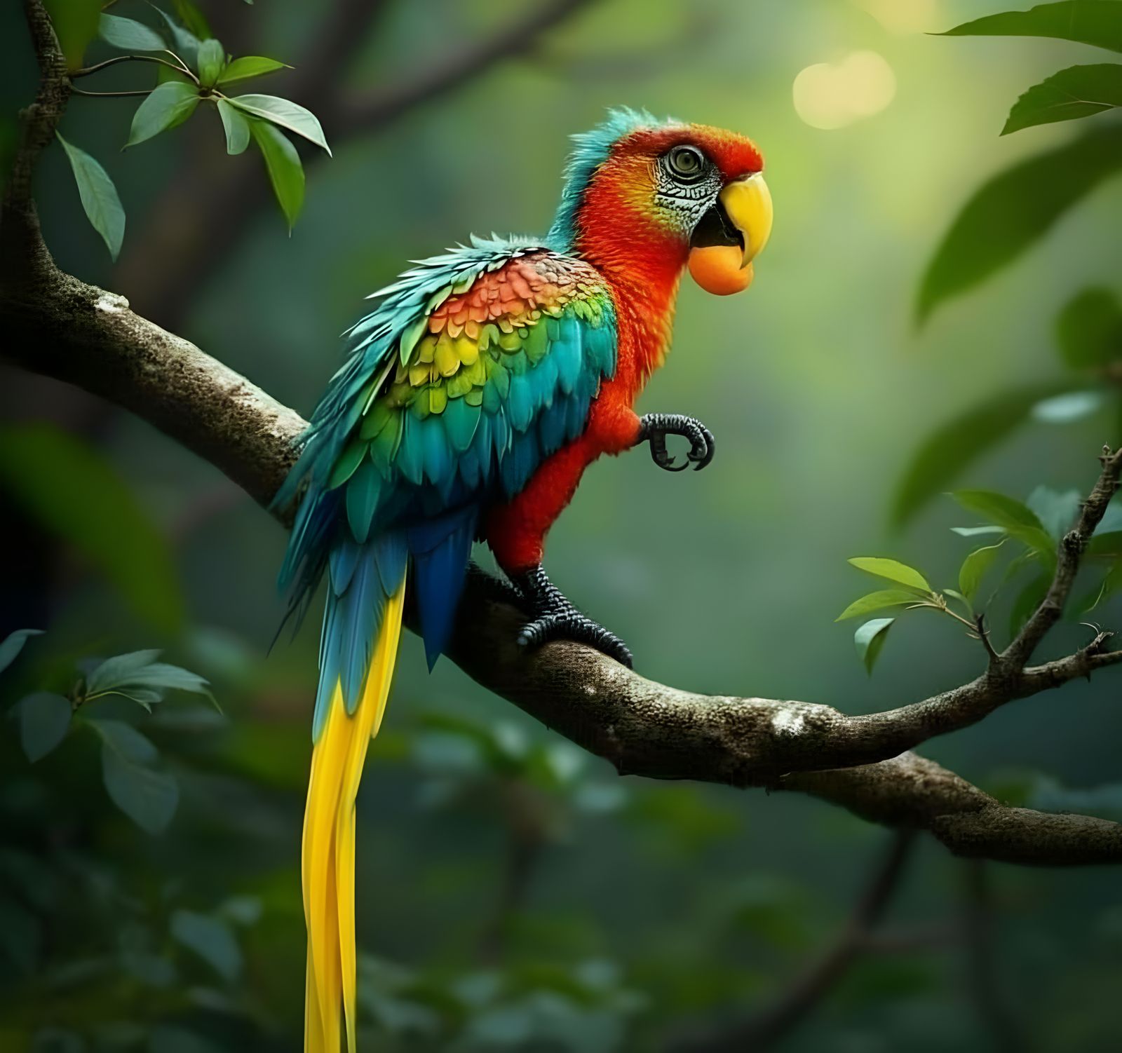 Feathered Dinosaur Illustration with Colorful Details