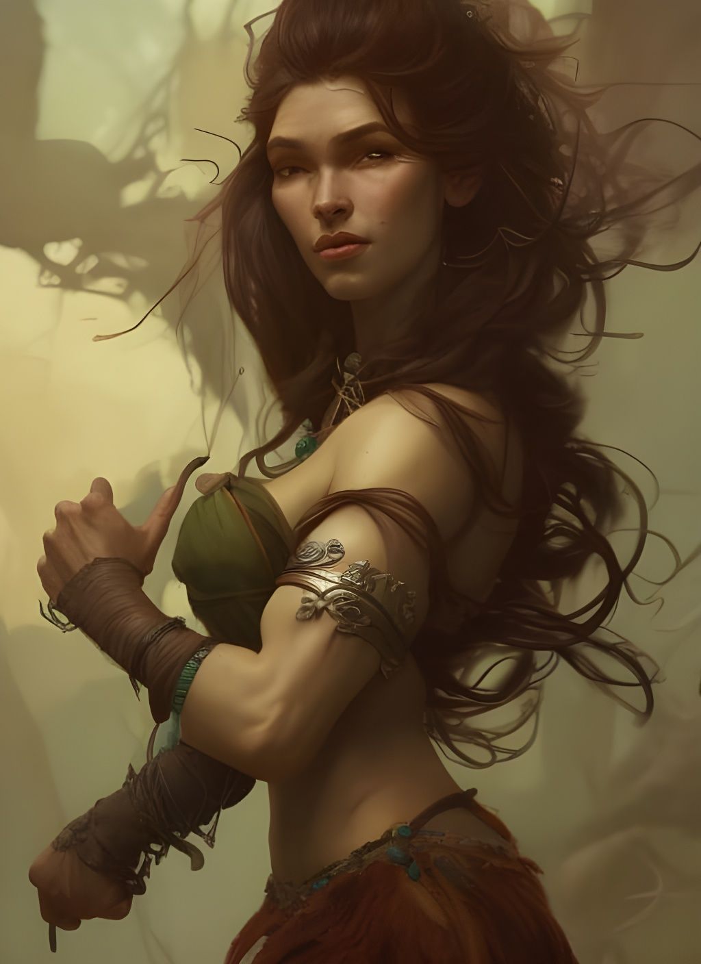 Muscular Orc Portrait with Elf and Dwarf Companions