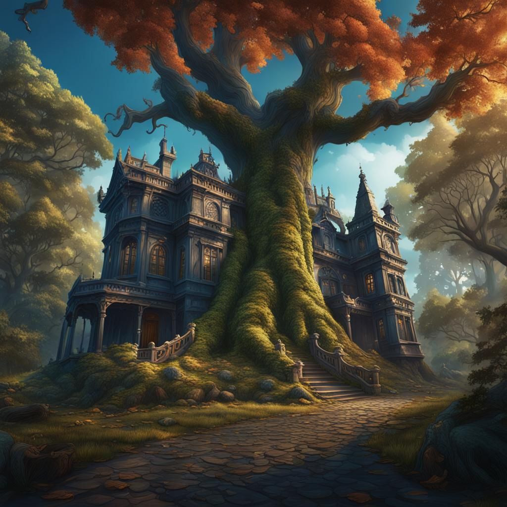 Enigmatic Forest Scene with Murder Mystery Elements
